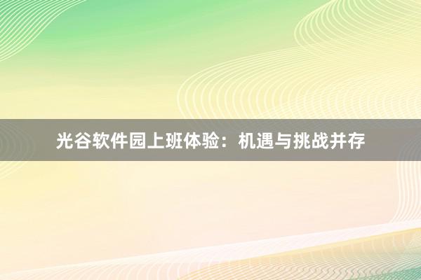 光谷软件园上班体验：机遇与挑战并存